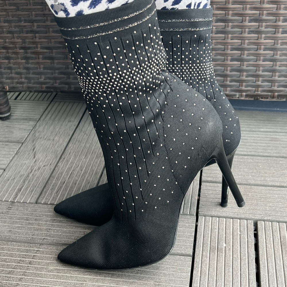Jessica Simpson black booties (rhinestone). Barely worn. Great condition
